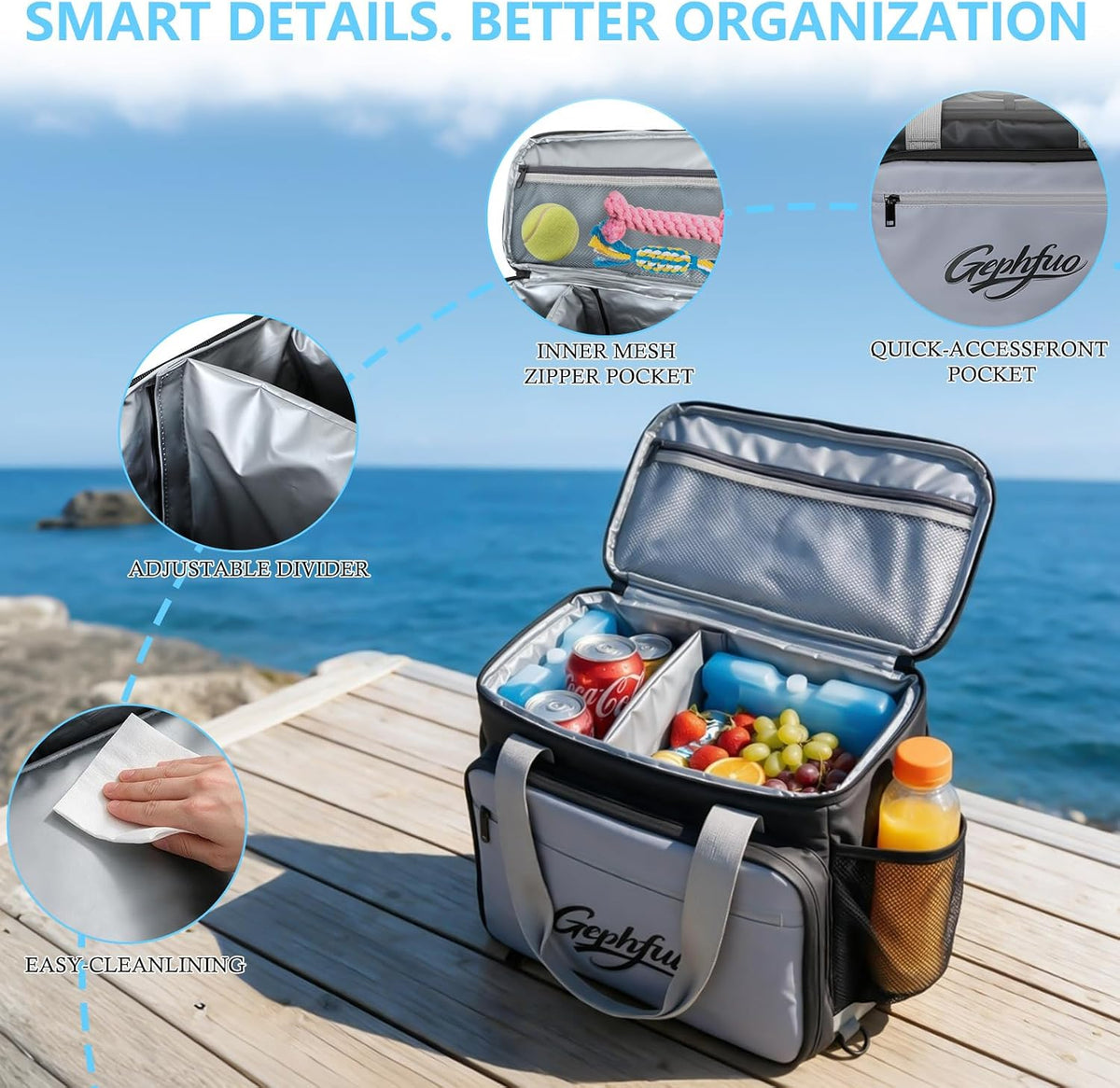 Modoker Waterproof Paddleboard Deck Bag, Paddle Board Accessories Storage Organizer for Dog Travel with Adjustable Dividers & Mesh Pockets
