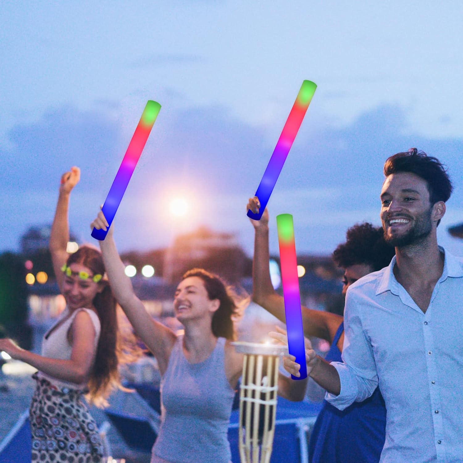 LifBetter 118 pcs Glow Foam Sticks, LED Glow Sticks 3 Modes Colorful Flashing, Foam Glow Sticks Bulk, Glow In The Dark Party Supplies for Weddings Parties Festivals Raves Concerts Sporting Events