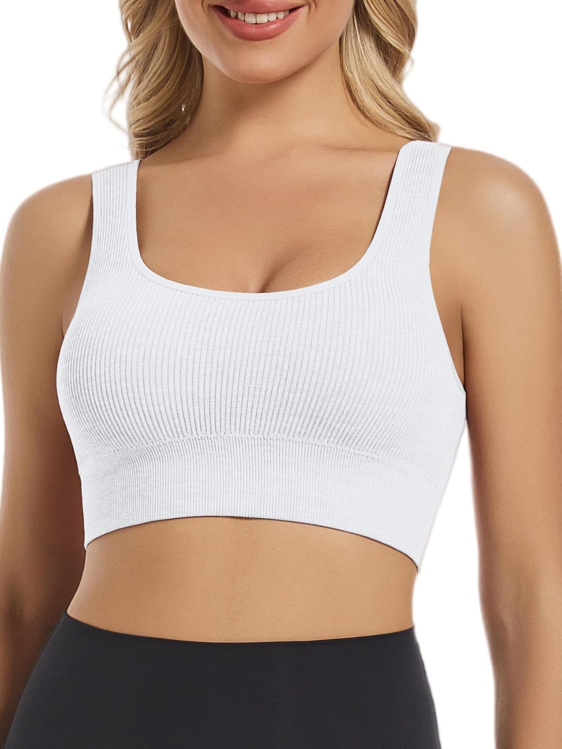 Chilylori Seamless Sports Bras for Women Pack of 3 Ribbed Sports Bra Tops