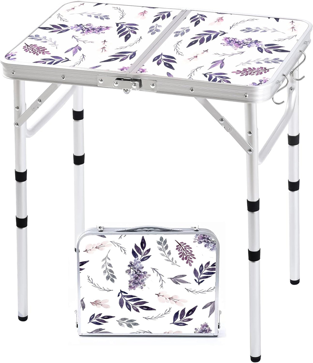 Yriuat Folding Camping Table 2ft Portable Picnic Table, Misty Lilac