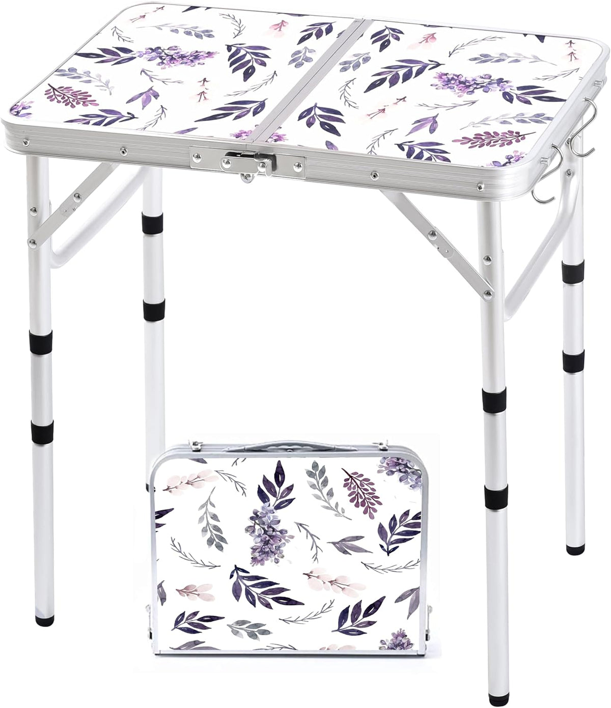 Yriuat Folding Camping Table 2ft Portable Picnic Table, Misty Lilac
