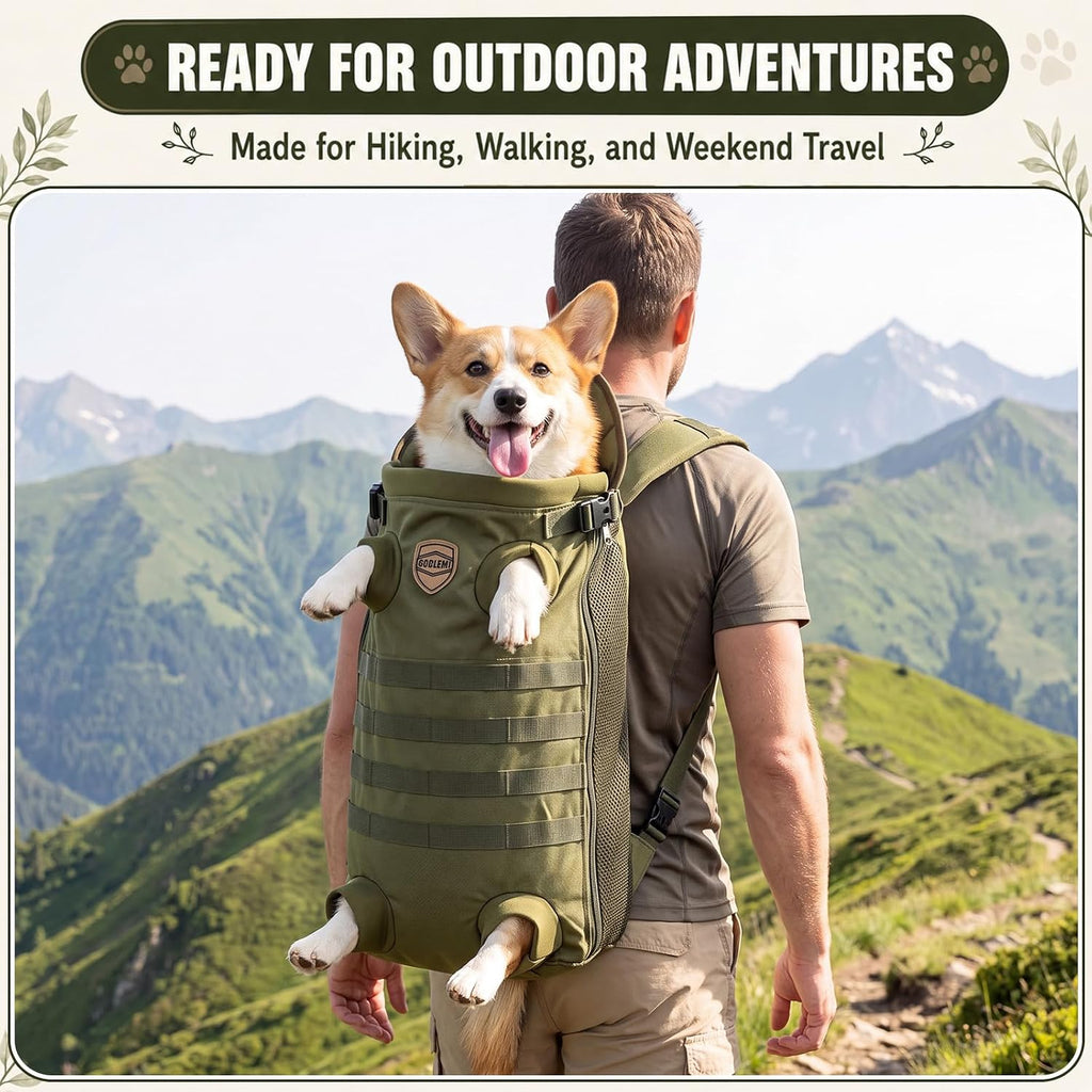 Dog Carrier Tactical Backpack for Medium Large 26-40lbs, Green