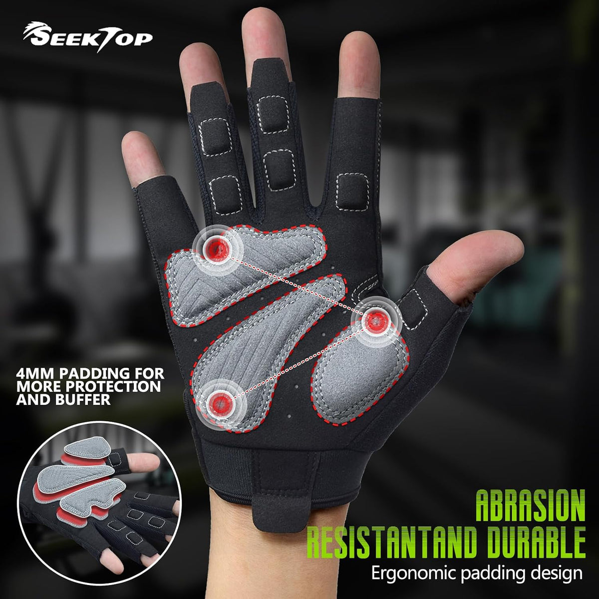 Seektop Padded Workout Gloves for Men & Women: Excellent Grip Gym Gloves