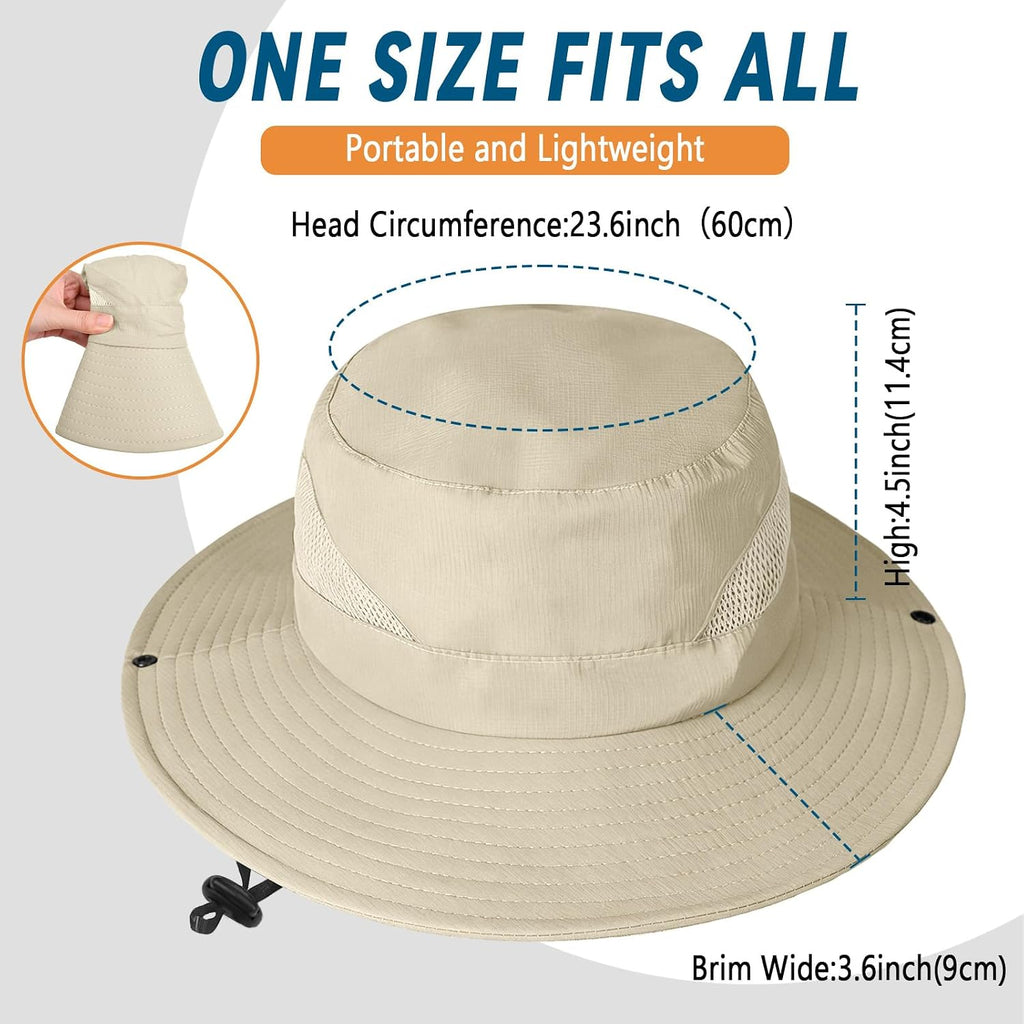 ZOORON Sun Hats for Men Women, Wide Brim Safari Hats UV Protection UPF50+ Waterproof Boonie Hats for Fishing Hiking Camping