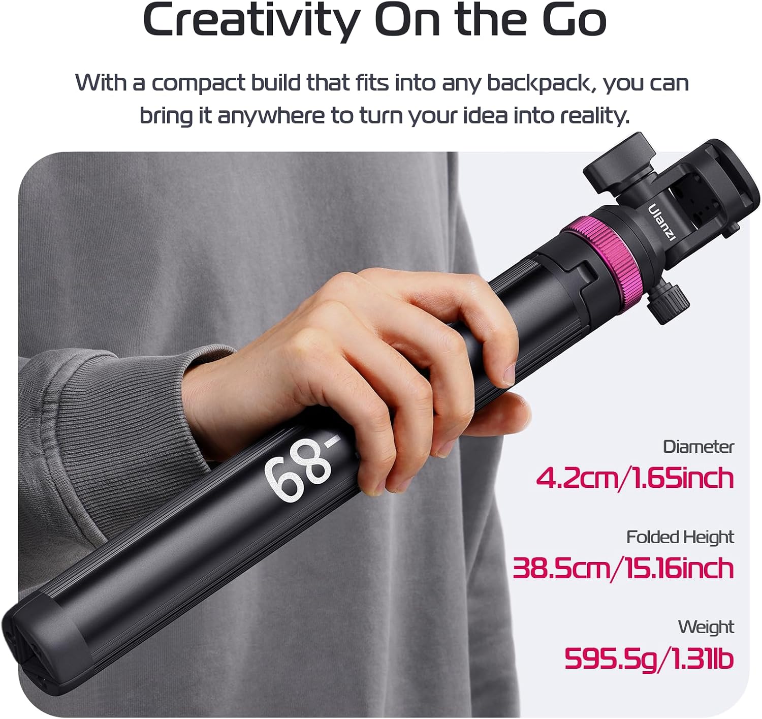 ULANZI MT-89 Extendable Tripod Aluminum, 82" Portable Adjustable Light Stand with 1/4" Screw Quick Release, Camera Phone Tripod for Camera Video Light Smartphone, Lightweight for Travel,Up Load 2.2LBS