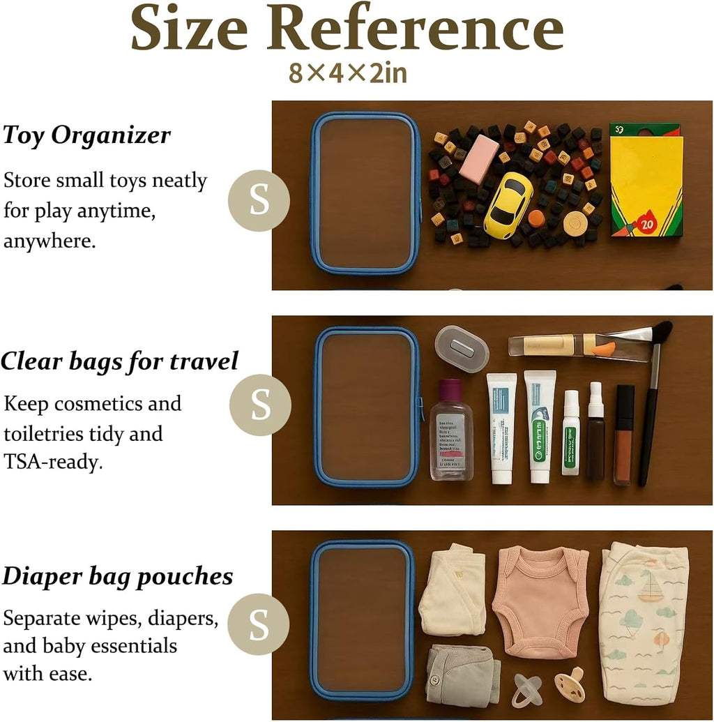 4 pcs Clear Zipper Pouches,Hard Shell Zipper Case, Toiletry Bag for Travel