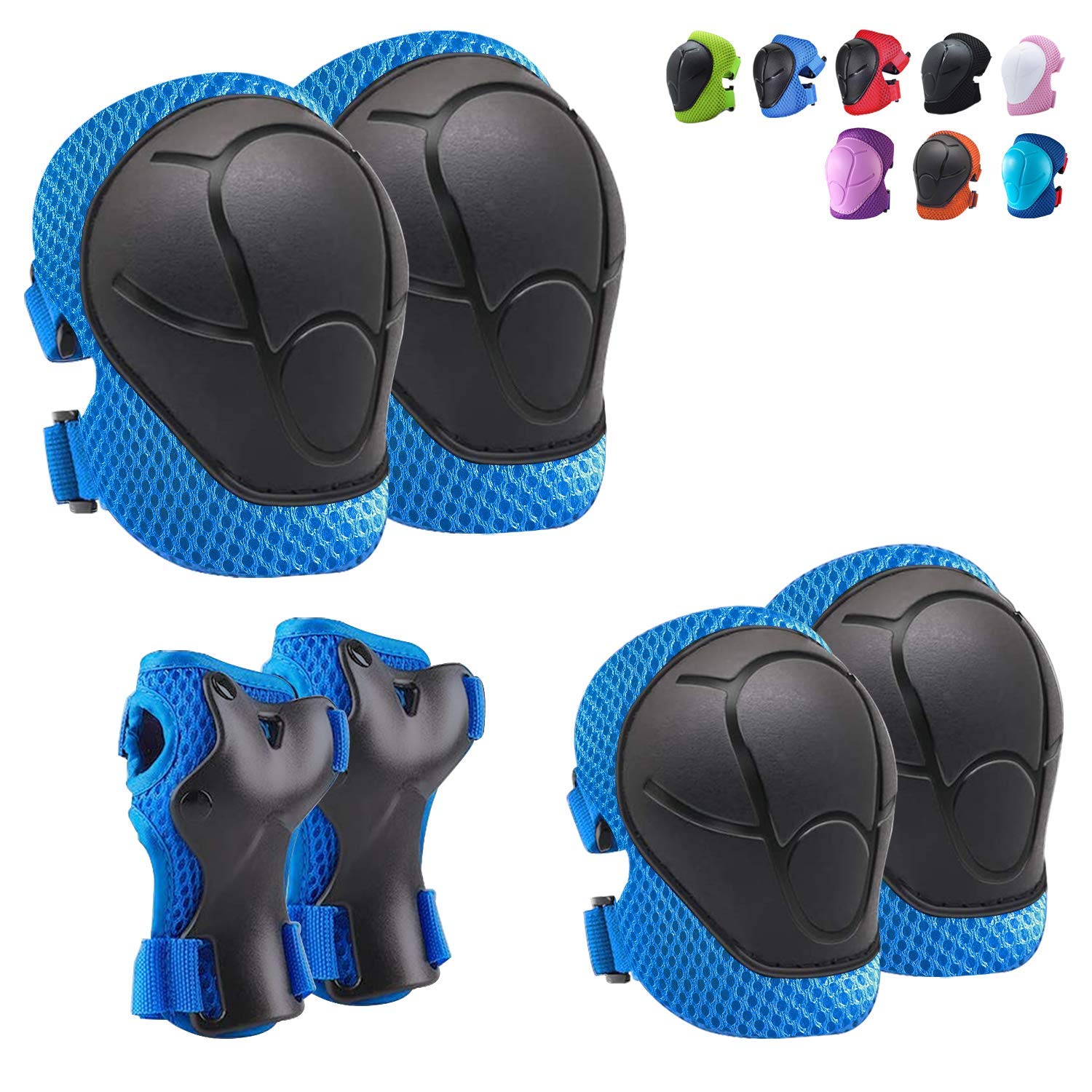 CKE Toddler Knee Pads and Elbow Pads with Wrist Guards for Kids, Black S