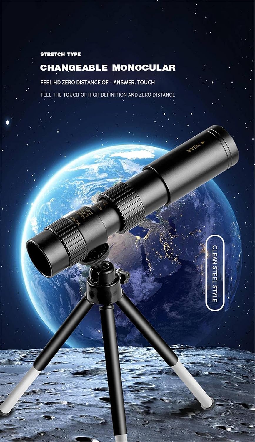 Professional Monocular Telescope 10-300X Zoom Hd 4K Powerful Binoculars Long Range Bak4-Prisms Portable for Camping