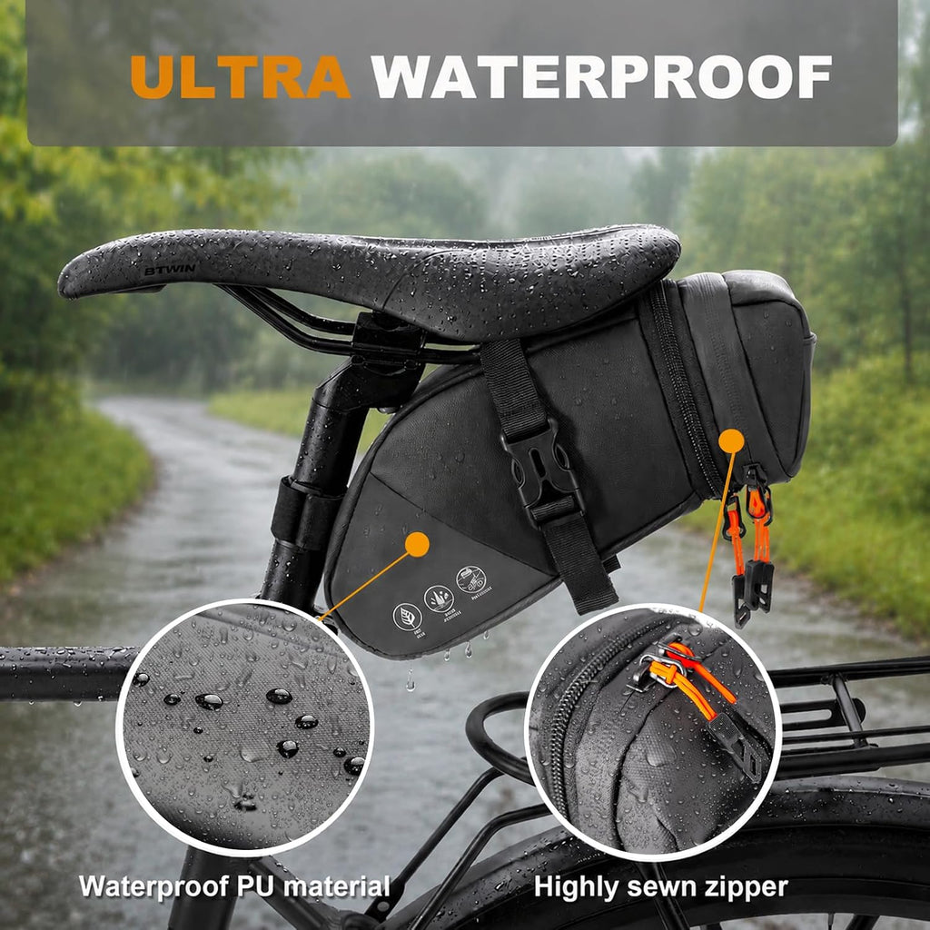NDakter Bike Saddle Bag Expandable Under Seat Bicycle Seat Bag 1.5-2L
