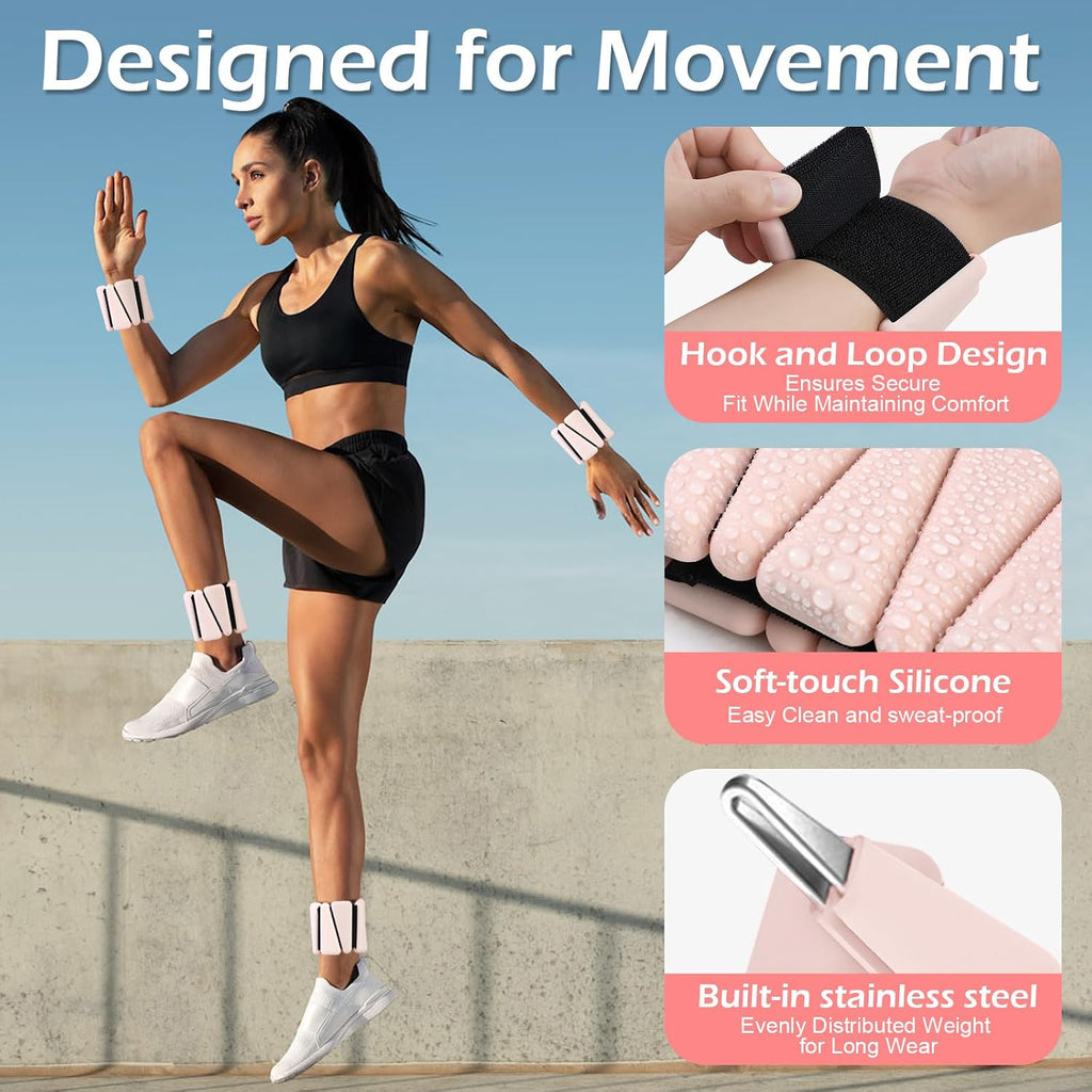 Ankle Weights for Women Adjustable Wrist Weights 2lb or 4lb Pair