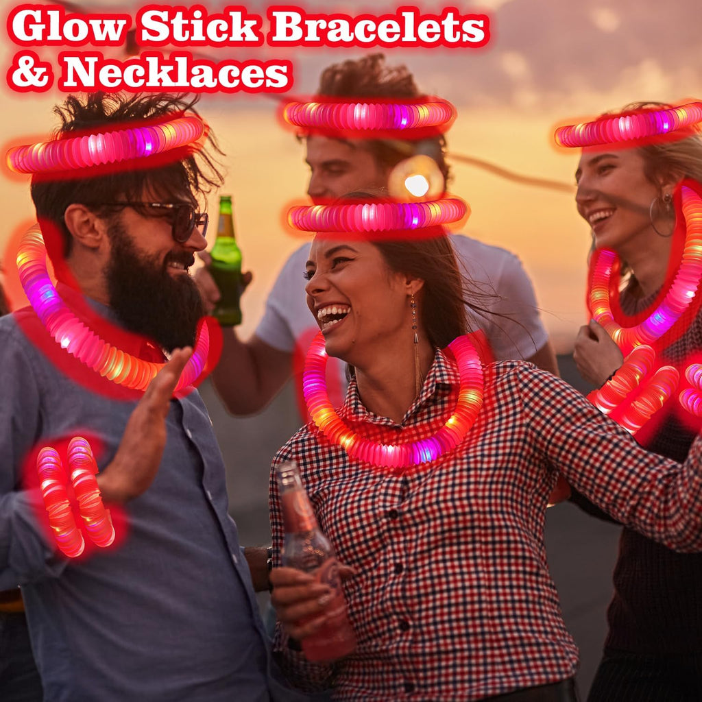 24 PCS Red Glow Sticks Party Favors Supplies Toys Gifts for Kids Adults