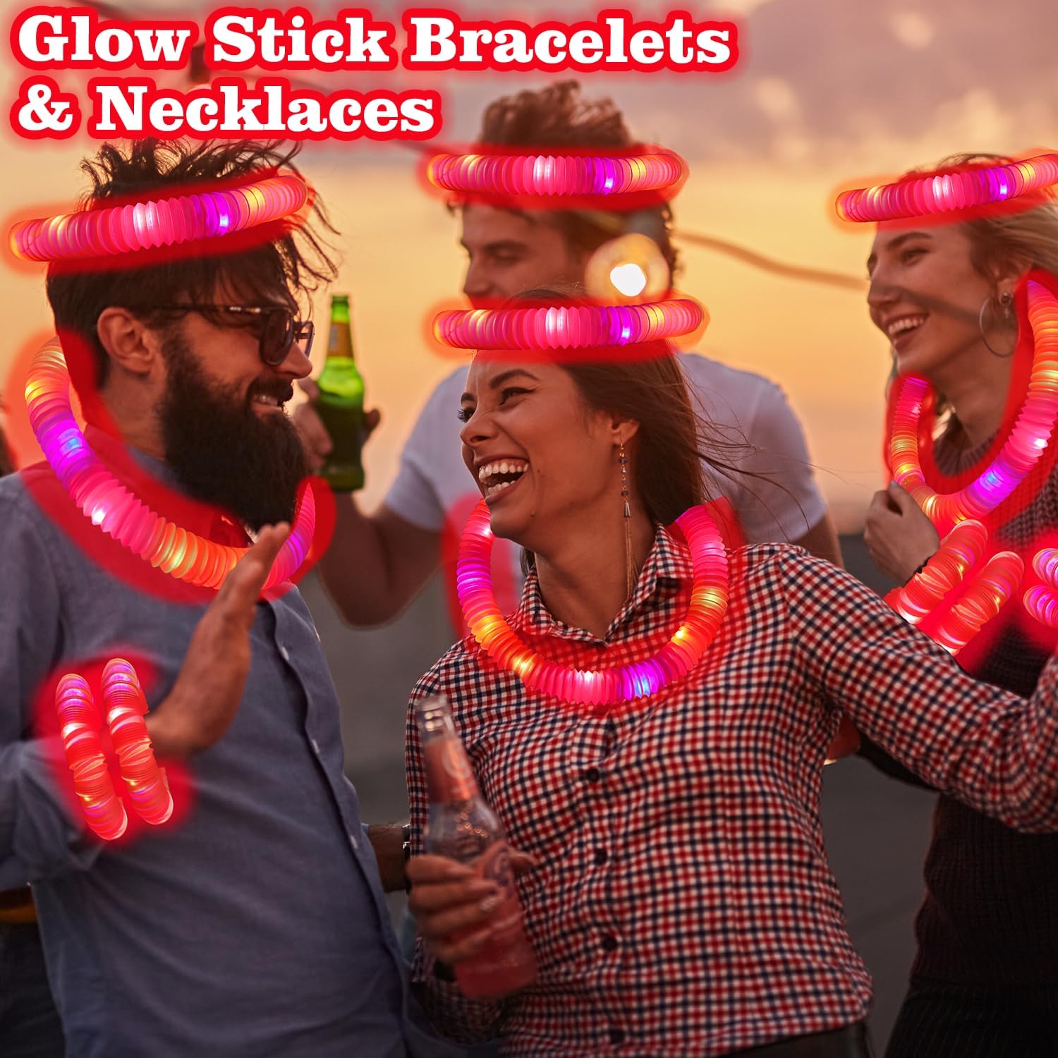 24 PCS Red Glow Sticks Party Favors Supplies Toys Gifts for Kids Adults