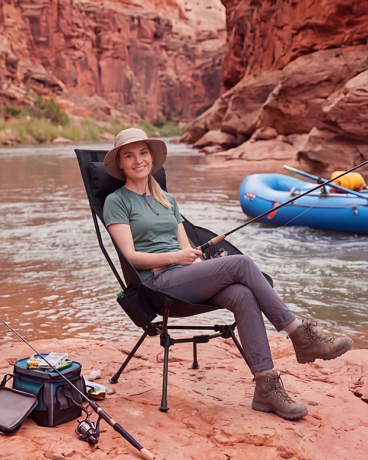 MOBI GARDEN 400Lb High Back Camping Chair, Portable Chair for Adults