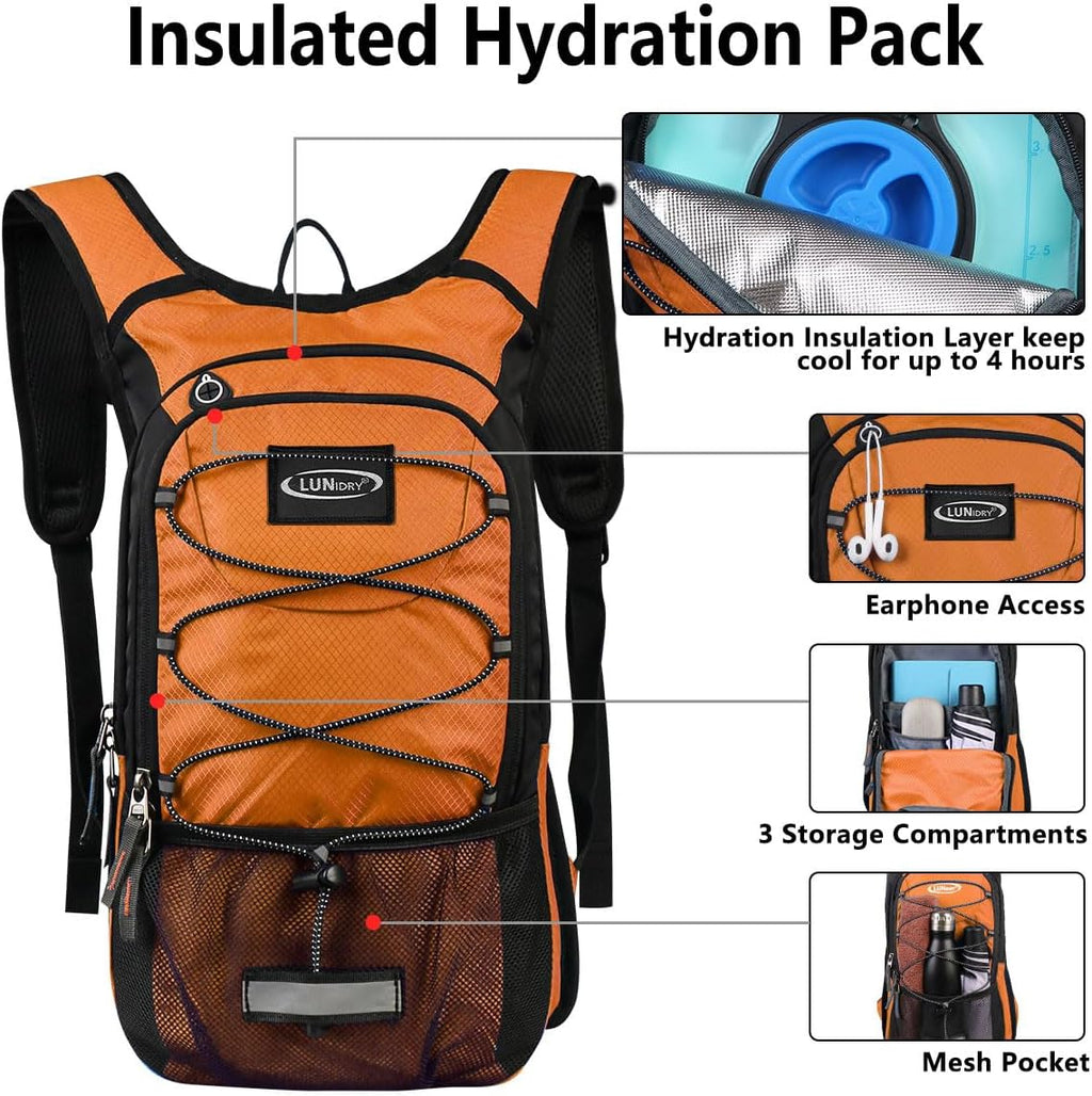 Hydration Backpack with 3L Water Bladder, Small Hydration Pack Backpack for Men Women, Lightweight Water Backpack with Cooler Layer for Running, Biking, Hiking