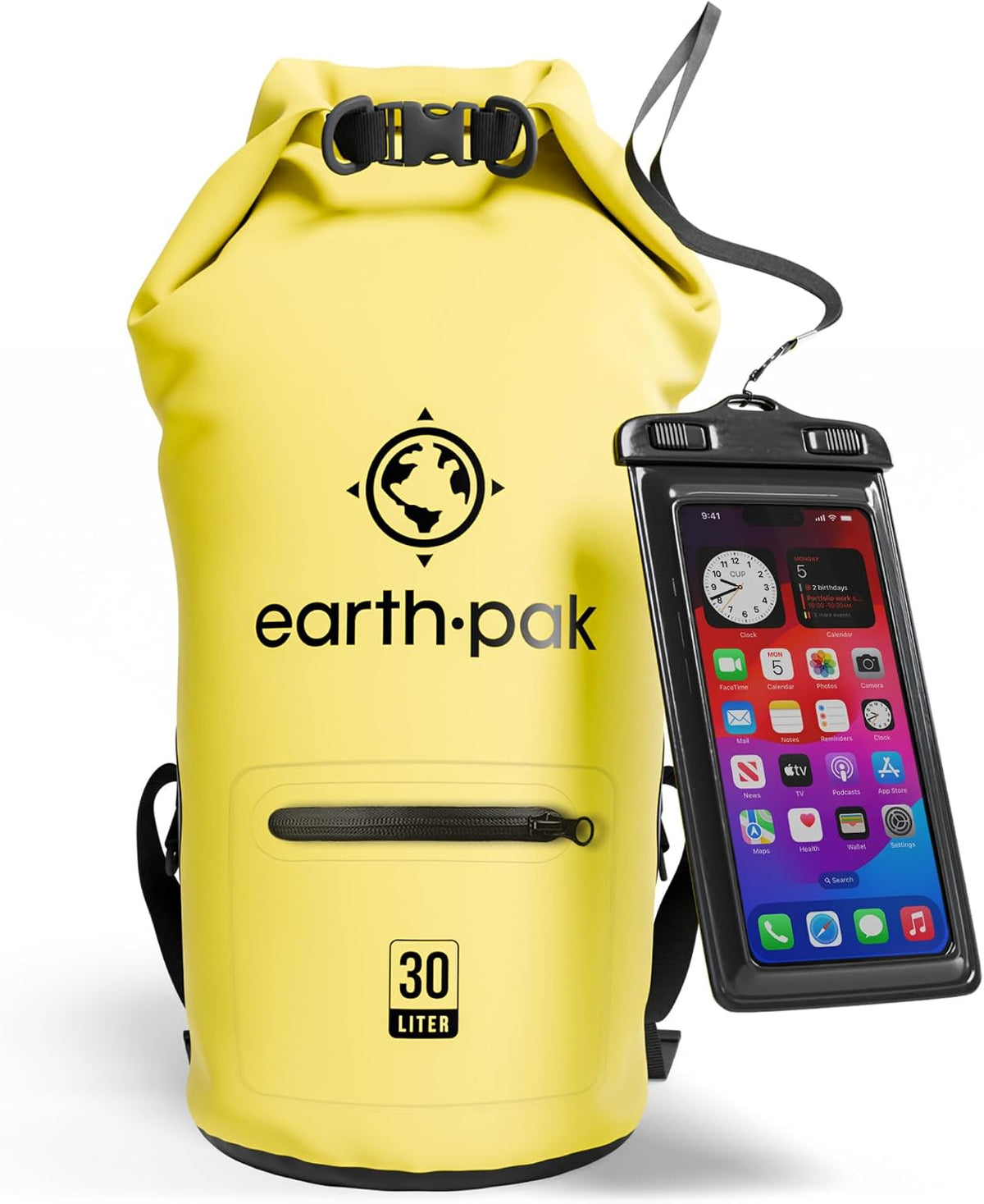 Earth Pak Waterproof Dry Bag with Zippered Pocket - Waterproof Dry Bag Backpack Keeps Gear Dry