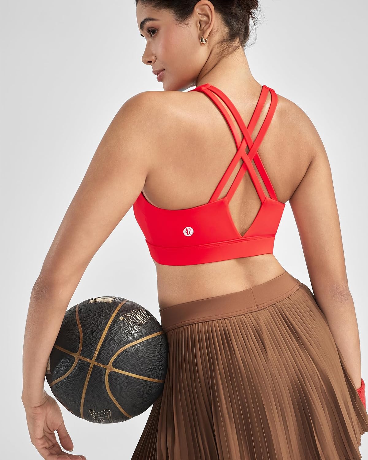 RUNNING GIRL Sports Bra for Women High Support, Molded Cup High Impact Sports Bras with Sewn in Pads Strappy Running Bra