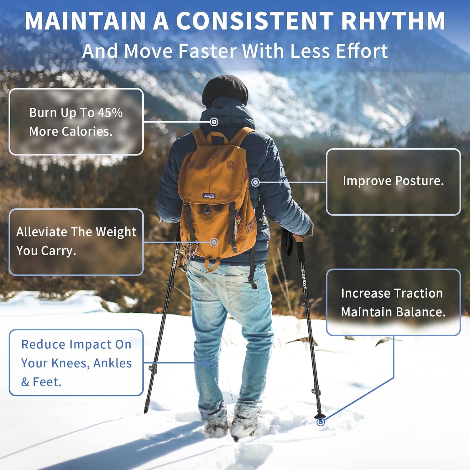 Aihoye Trekking Hiking Poles-2 Pack Lightweight Aluminum 7075 Walking Stick | Hiking Sticks with Quick Flip Lock, Comfortable Anti-Slip Cork Grips, Collapsible, Folded