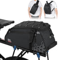 KEMIMOTO 3-in-1 Rear Bike Bag, 11L Convertible Backpack/Shoulder Bag, Black