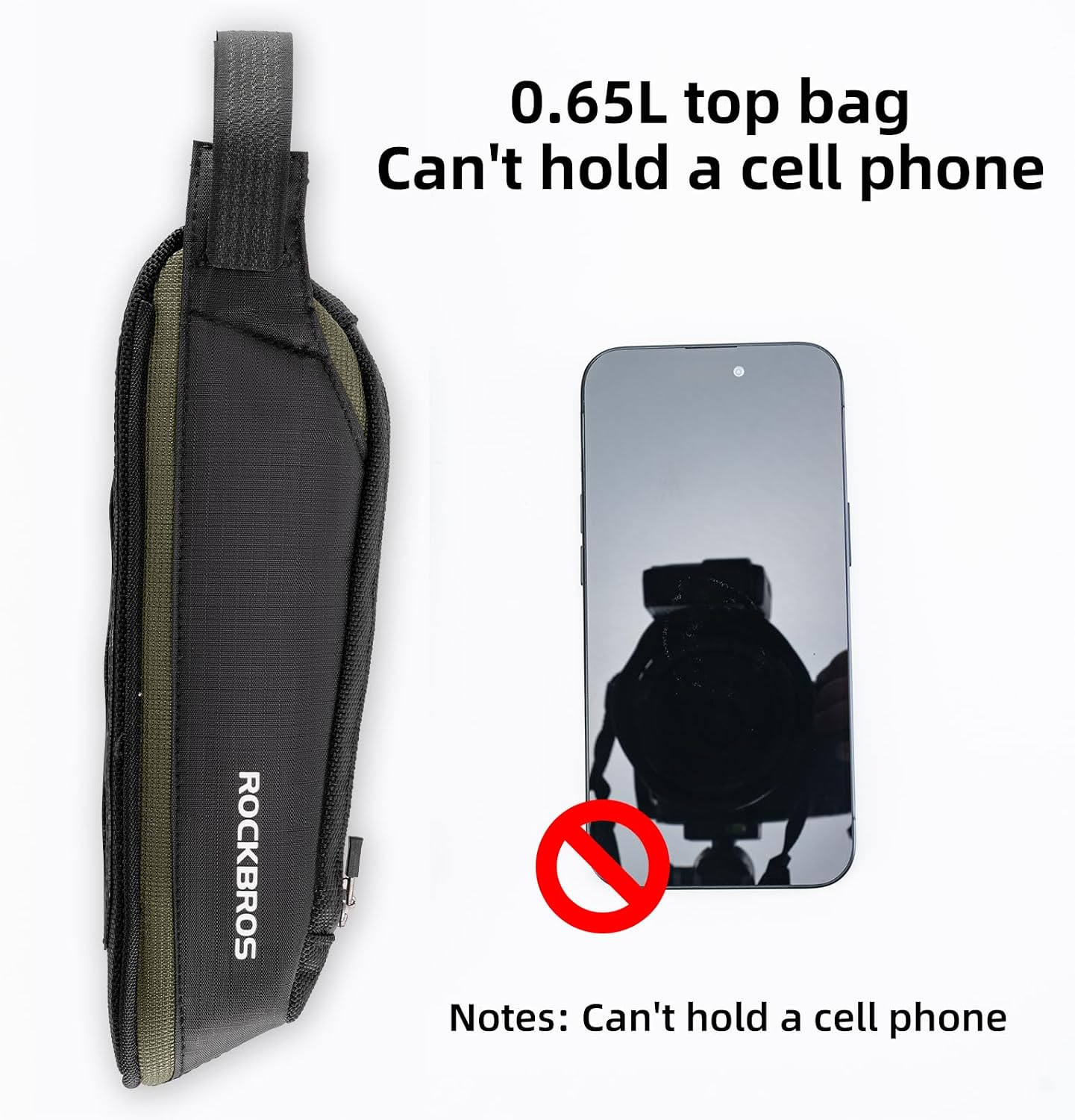 ROCKBROS Bike Frame Bag Top Bike Tube Bag Small Aerodynamic Black
