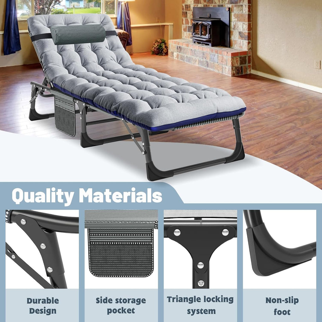 Slsy Camping Cot, 5-Position Adjustable Lounge Chair for Outdoor & Indoor