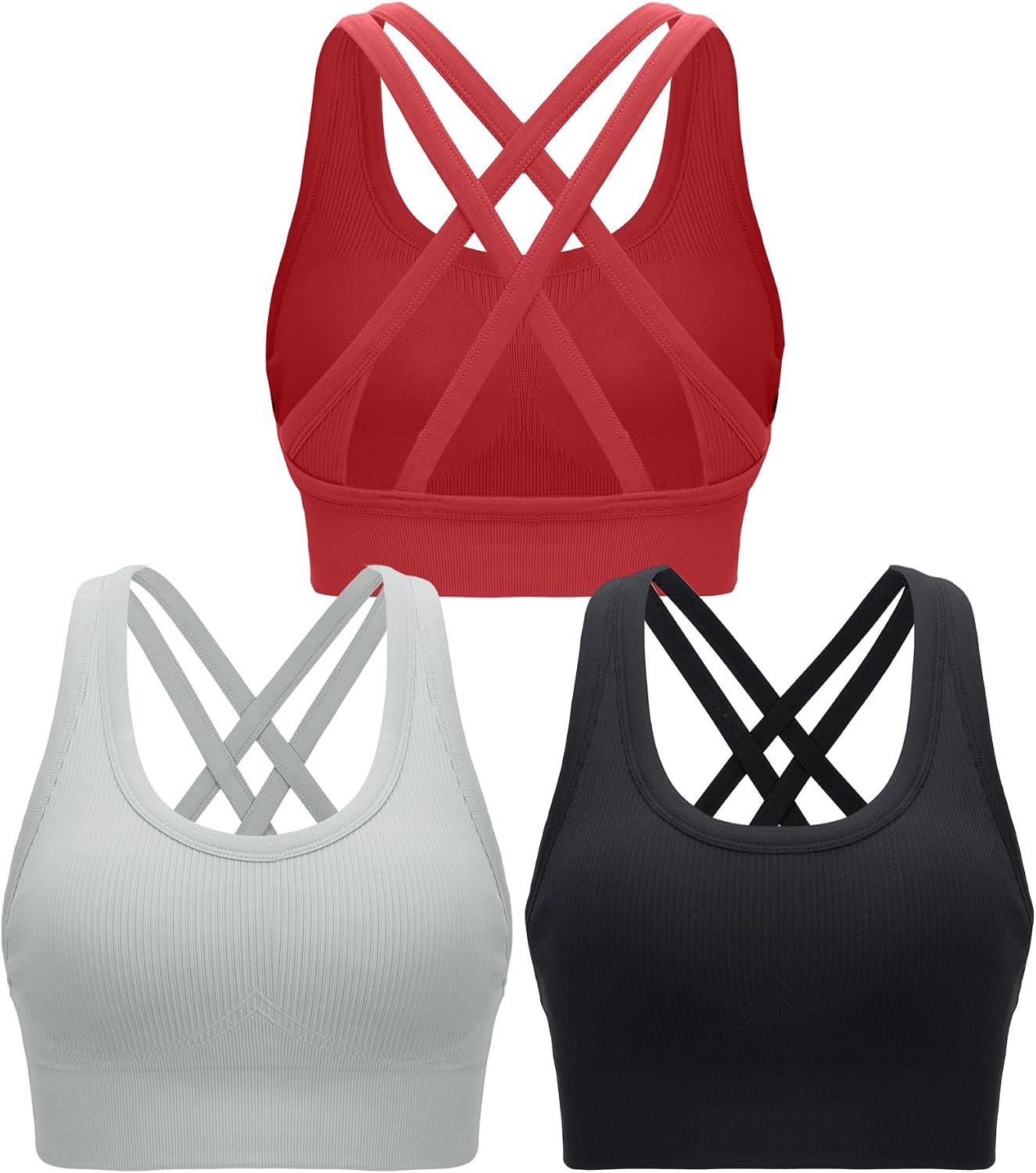 RUNNING GIRL Sports Bra for Women High Support, Criss-Cross Back Padded Strappy Sports Bras Yoga Bra with Removable Cups