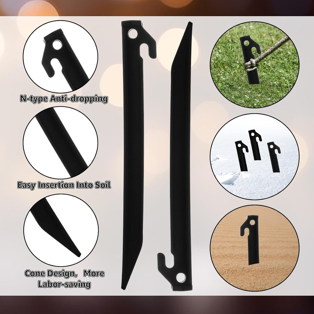 WOPPLXY 50 Pcs Plastic Tent Stakes 9 Inch Heavy Duty Tent Pegs Spike Hook Stakes Light Safe Tent Stakes, Plastic Inflatable Stakes for Halloween Christmas Garden Decorations Camping Outdoor Lawn Tarp