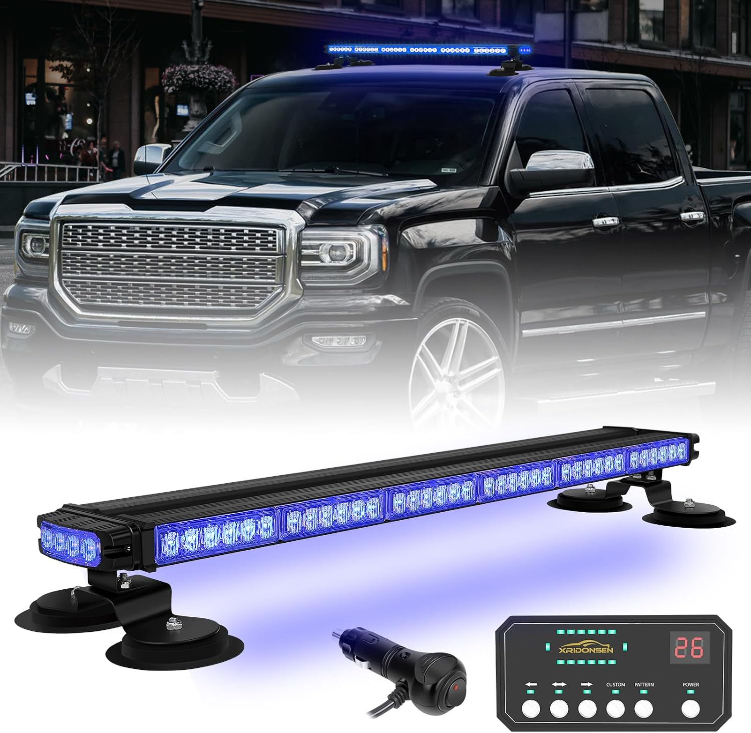 XRIDONSEN 28.4" 80 LED Roof Strobe Lights Top Magnetic Light Bar