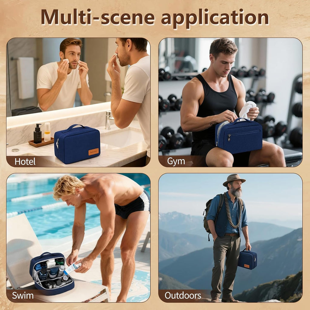Water Resistant Travel Case Toiletry Bag for Men Women- Blue