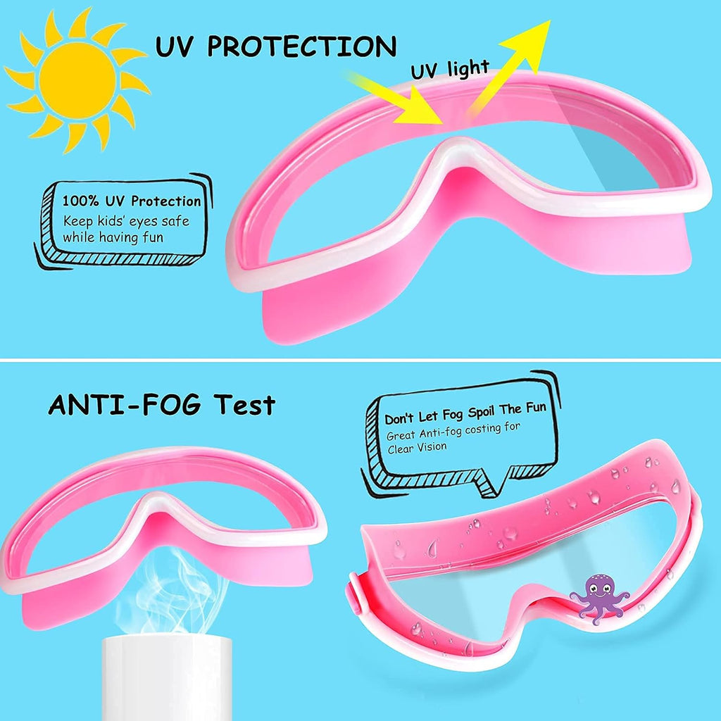 COOLOO Kids Swim Goggles for Age 3-15, 2 Pack Kids Goggles for Swimming