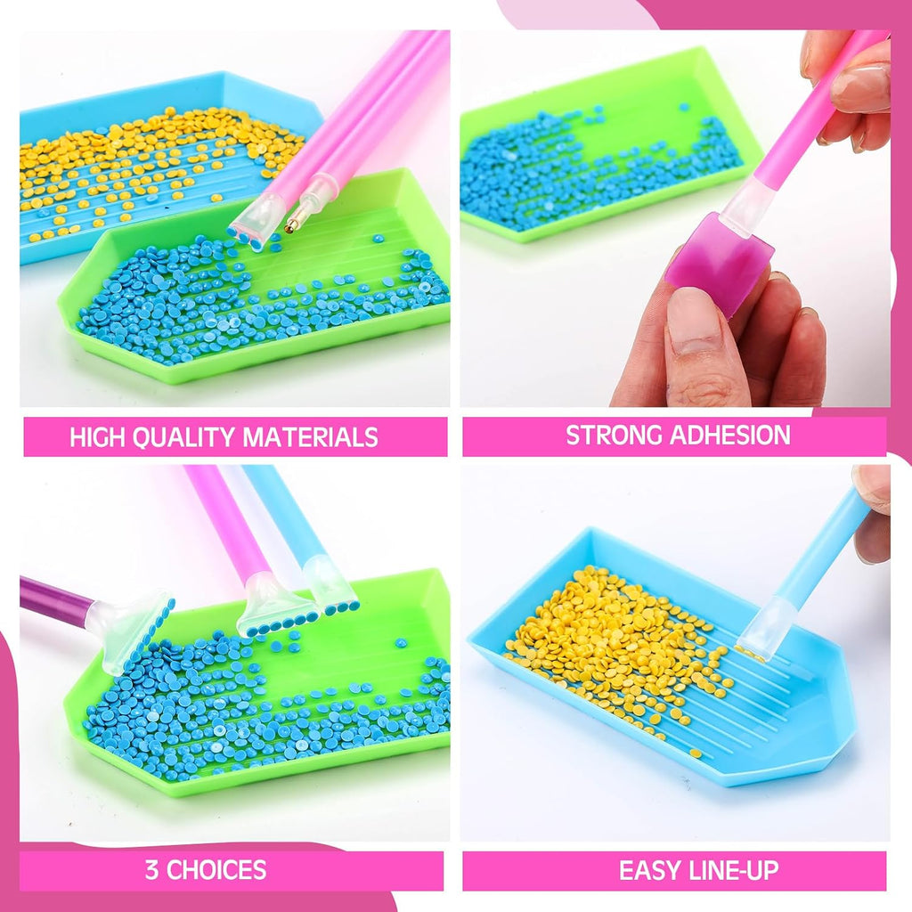 Affrolling 90 Pcs Diamond Art Tools, Drill Pens Trays Glue Clay