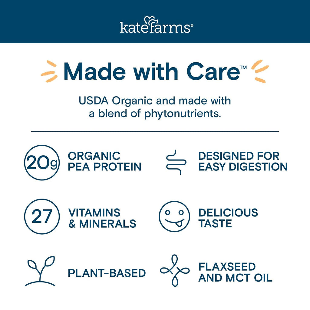 KATE FARMS Organic 1.4 High Calorie Shake, Strawberry, 20g Protein, 6 Pack