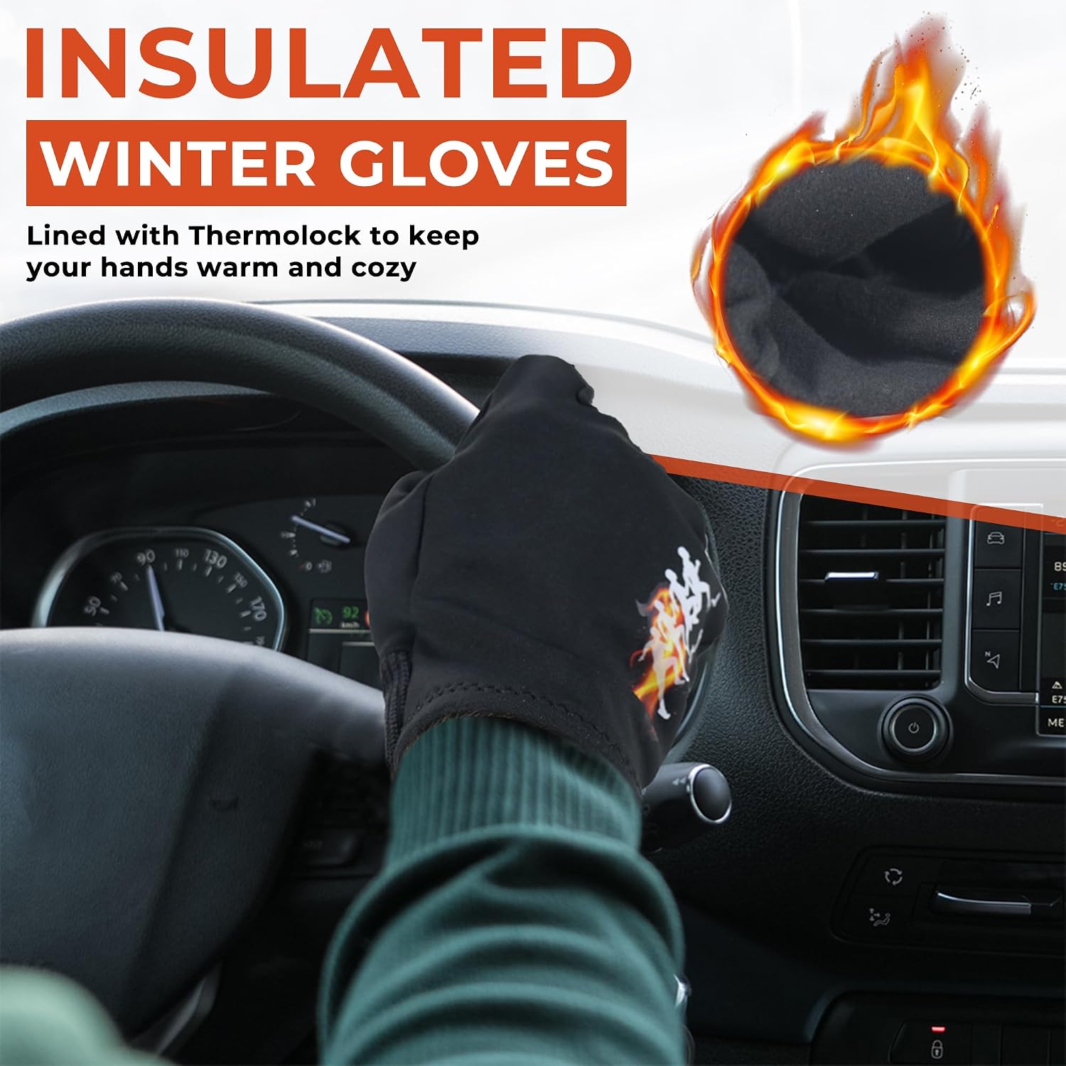 HANDLANDY Lightweight Running Gloves for Women & Men, Touchscreen Gloves with Fleece Lining & Anti-Slip Grip for Cycling, Biking, Commuting & as a Ski Glove Liner