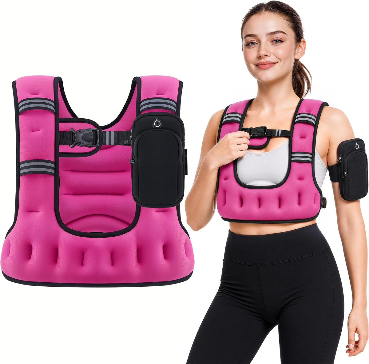 ZELUS Weighted Vest for Women & Men, U-Shaped Running Vest with Arm Pocket