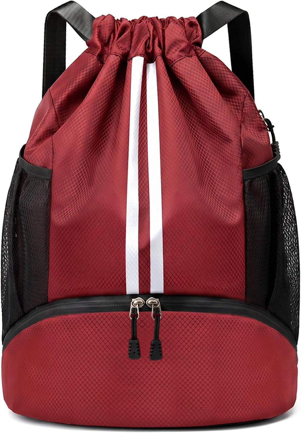 JELUTAR Drawstring Backpack Gym Bag with Shoes Compartment, Burgundy
