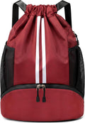 JELUTAR Drawstring Backpack Gym Bag with Shoes Compartment, Burgundy