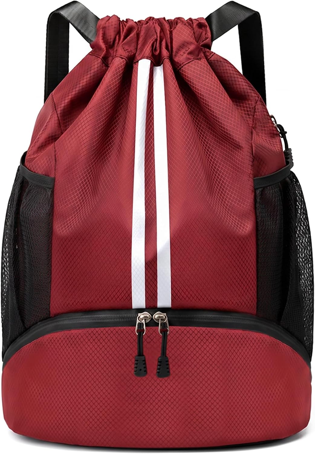 JELUTAR Drawstring Backpack Gym Bag with Shoes Compartment, Burgundy