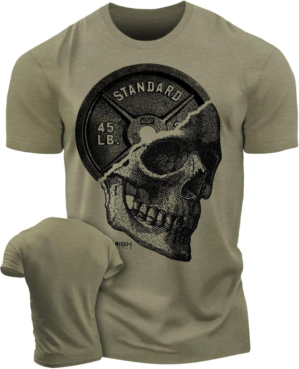 Gymish Lifestyle Skull Plate Gym Shirt, Work Out Deadlift Skull T-Shirt for Men