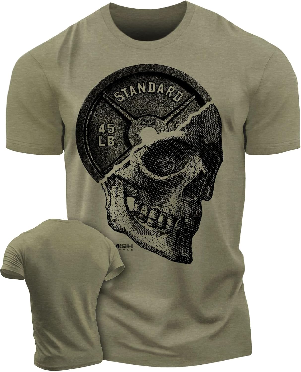 Gymish Lifestyle Skull Plate Gym Shirt, Work Out Deadlift Skull T-Shirt for Men