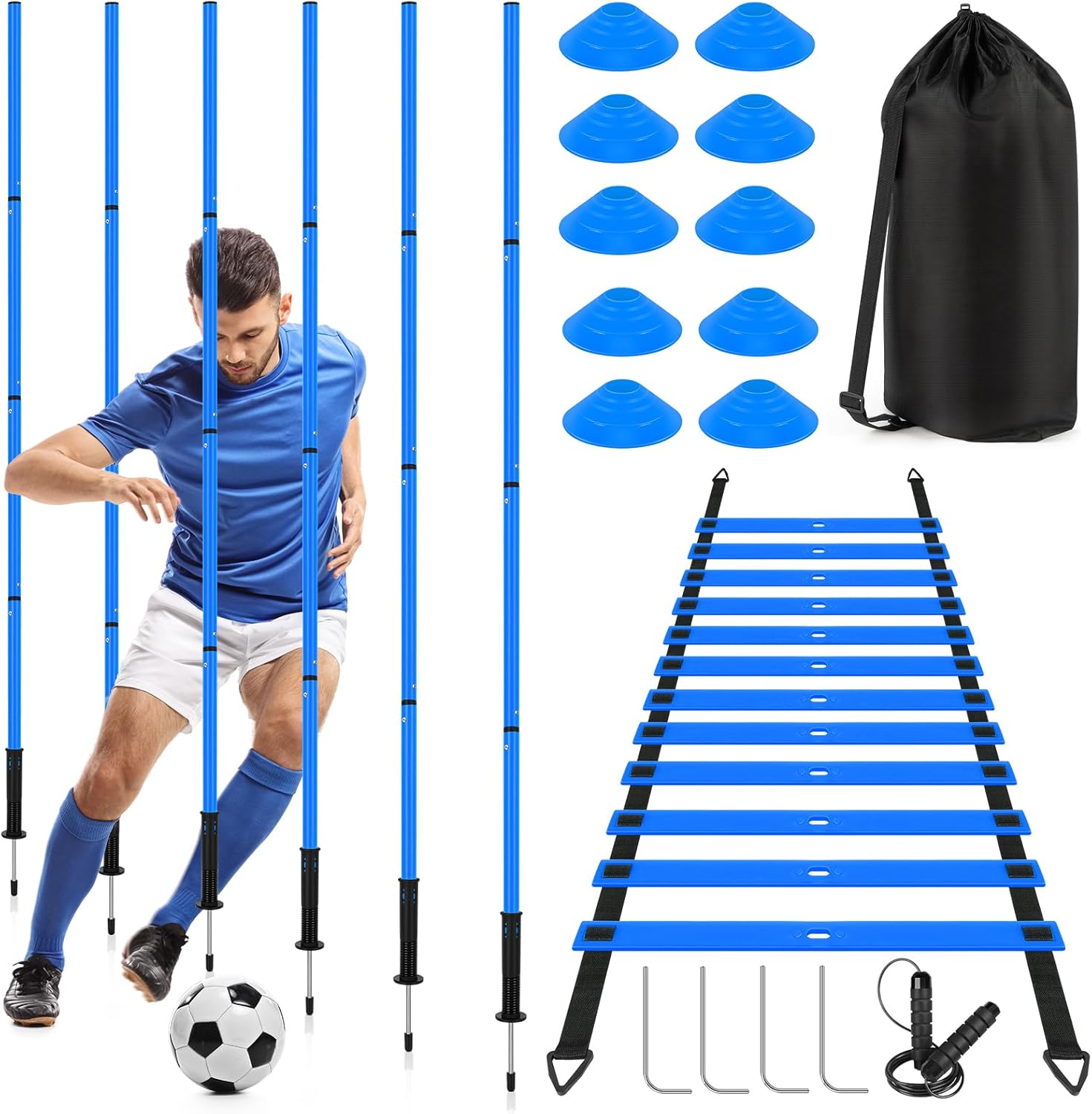 Soccer Training Equipment,Agility Speed Training Set, 20ft Agility Ladder