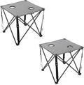 ARROWHEAD OUTDOOR 26” (66cm) Portable Camping Folding Table, 2 Cup Holders, Square, Carrying Case, Steel Frame, High-Grade 600D Canvas