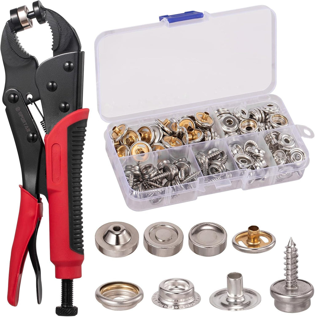 Spurtar Heavy Duty Snap Button Kit Adjustable 15mm Snap Fastener Tool