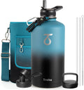 Trebo One Gallon Water Bottle Insulated with 3 Lids, Paracord Handle & Bag