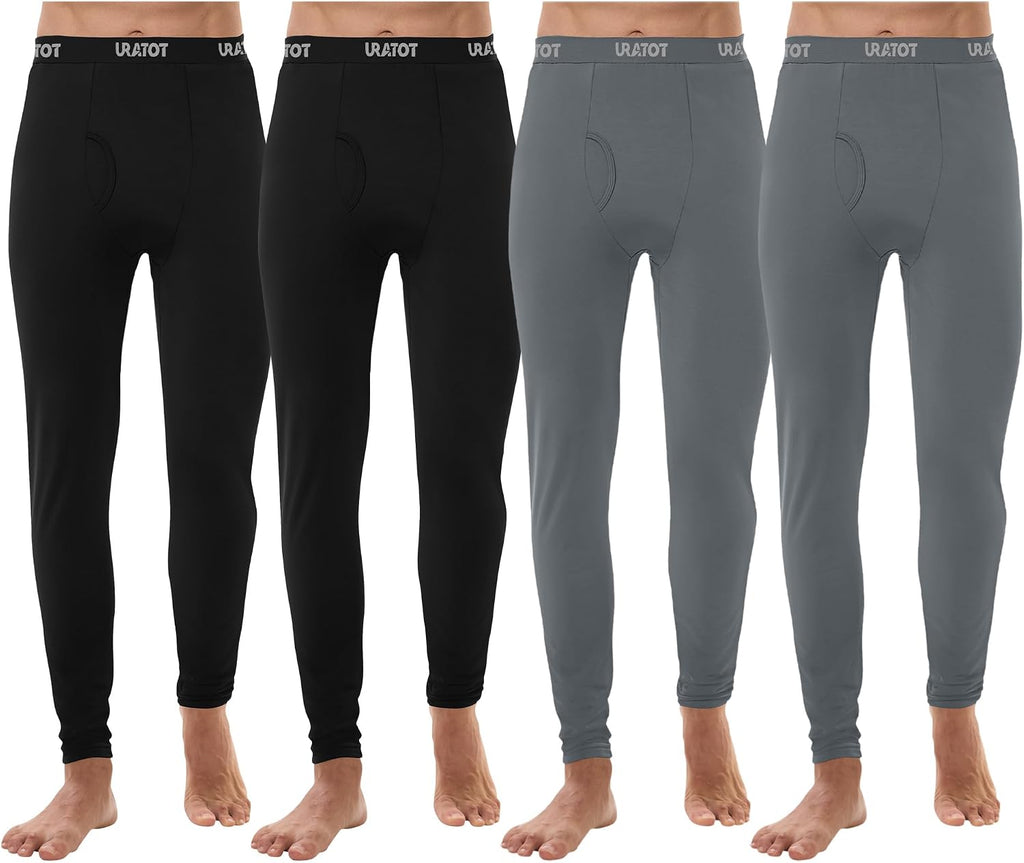 URATOT Men's Thermal Underwear Bottom Fleece Long Johns for Men Soft Warm Base Layer Thermal Pants for Cold Weather