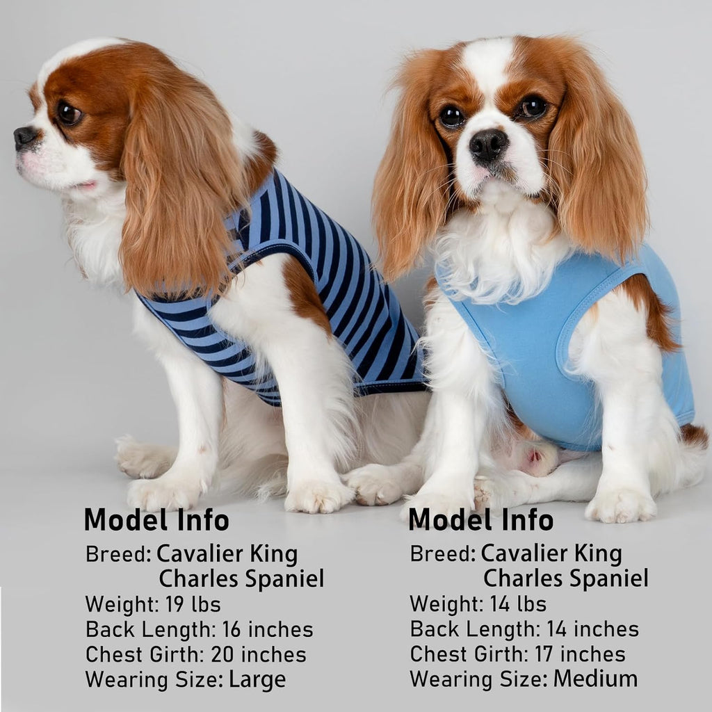 KYEESE 2Pack Cotton Dog Shirt for Small Dogs Soft Striped Tank Top