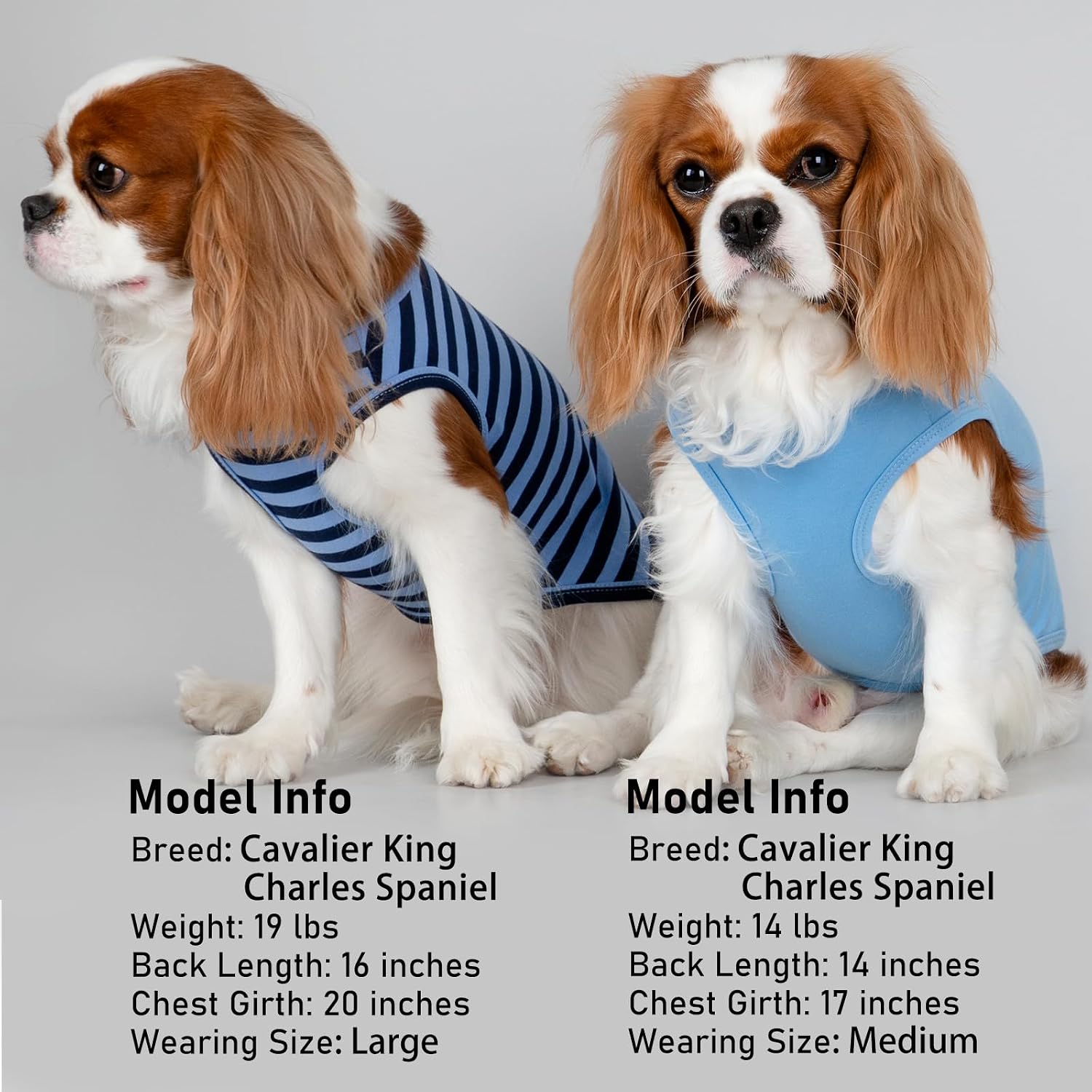 KYEESE 2Pack Cotton Dog Shirt for Small Dogs Soft Striped Tank Top