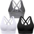 Women's Cross Back Sport Bras, Padded Strappy Seamless Low Impact 3-5 Pack