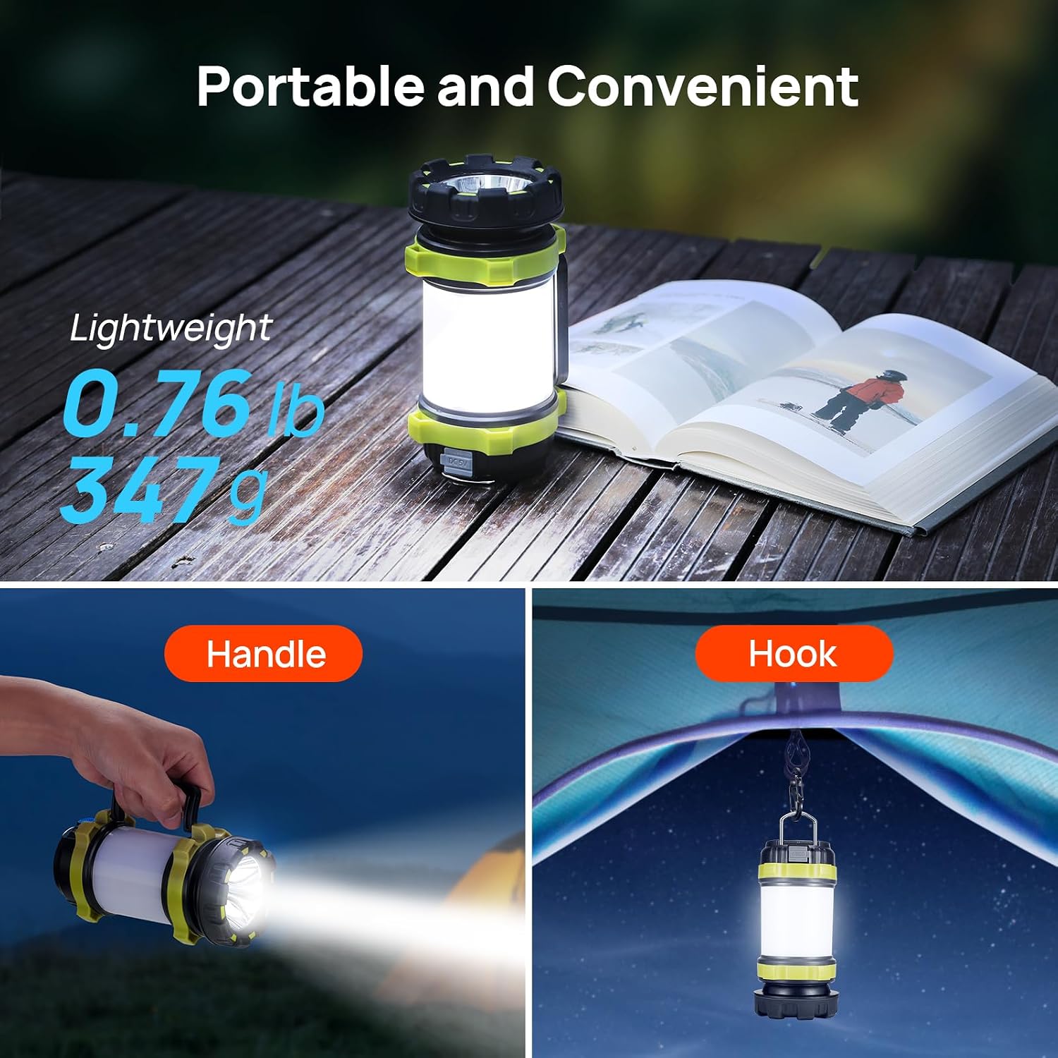 Consciot 2 Pack LED Camping Lantern Flashlight Rechargeable, 6 Light Modes