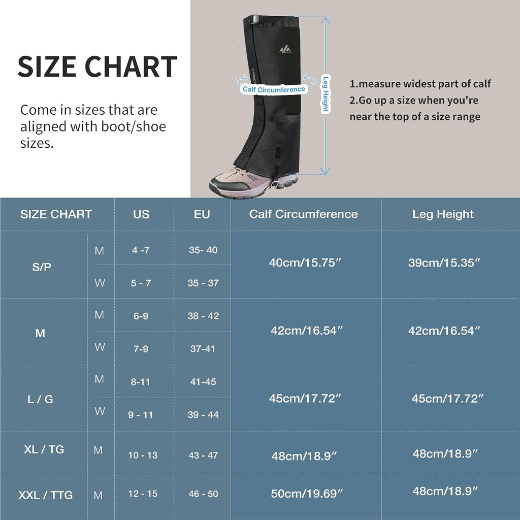 Unigear Leg Gaiters, 1000D Waterproof Boot Gaiters for Hiking Snow Hunting