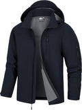 Men's Soft Shell Jacket Waterproof Military Tactical Coat Winter Fleece Lined Rain Jacket with Detachable Hood