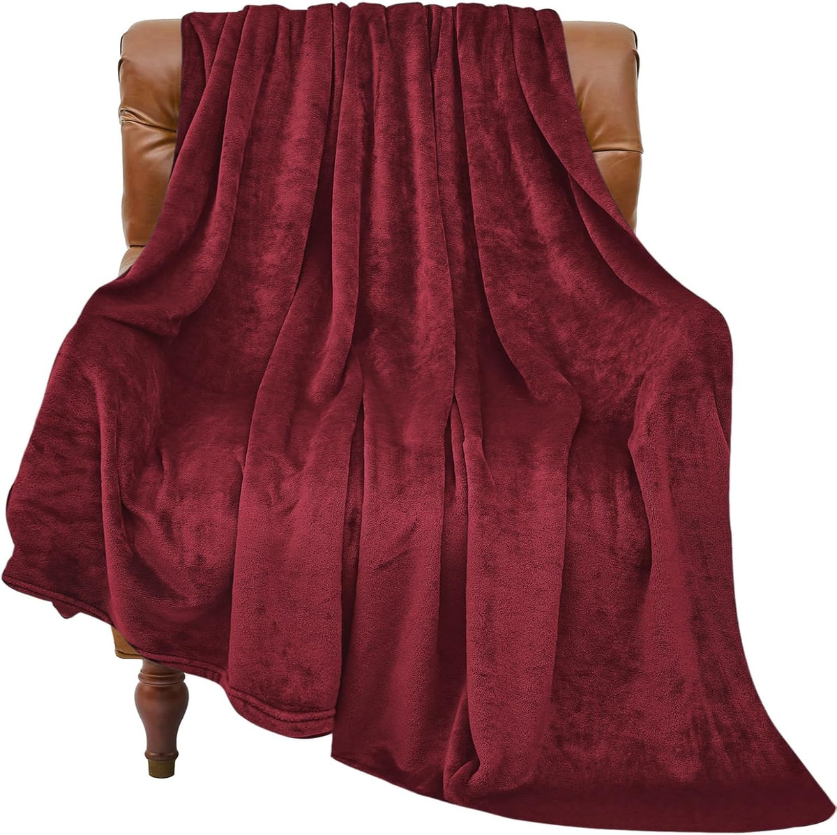 BEDELITE Fleece Blanket Soft Plush Throw for Couch Burgundy 50"x60"